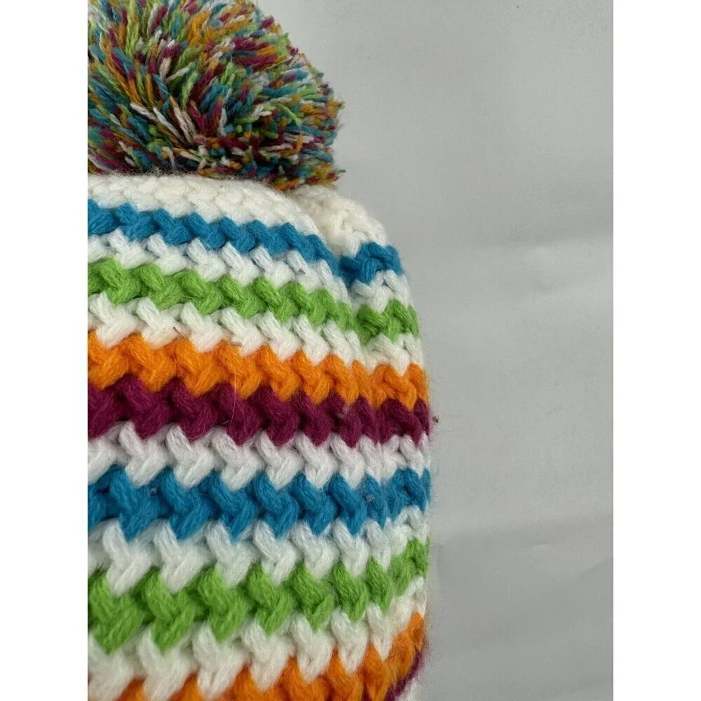Spyder Bittersweet Beanie Rainbow Pom‎ Pom Unisex One Size Knit Gorpcore